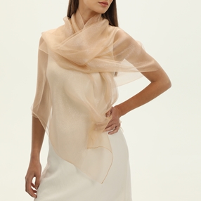 Silk scarf in metallic rose gold color-