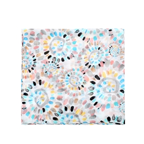 Scarf from viscose with gray and blue circles pattern-