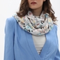 Scarf from viscose with gray and blue circles pattern-