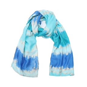 Scarf from viscose blue imprinted watercolor-
