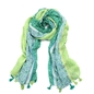 Scarf from viscose green wide striped pattern-