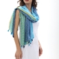 Scarf from viscose blue wide striped pattern-