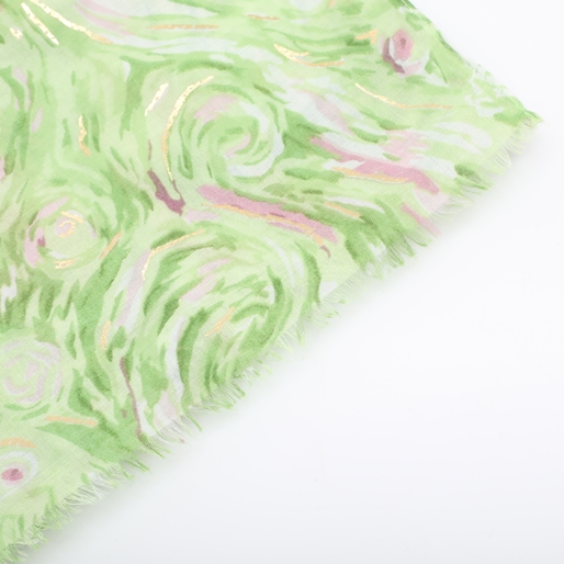 Φουλάρι από βισκόζη πολύχρωμο σχέδιο πράσινες δίνες-
