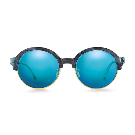 Round blue sunglasses with mirror lenses-