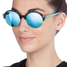 Round blue sunglasses with mirror lenses-