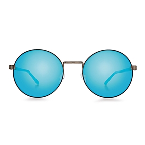 Γυαλιά ηλίου στρογγυλά μεταλλικά με μπλε φακούς-