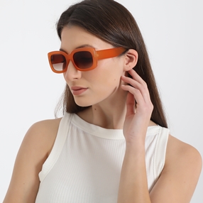 Rectangular matte orange sunglasses-