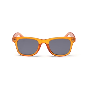 Sunglasses squared mask with metallic details in matte orange color-