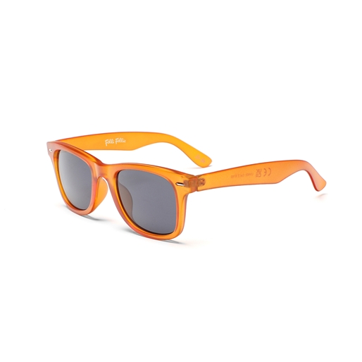 Γυαλιά ηλίου τετραγωνισμένη μάσκα με μεταλλικά στοιχεία σε ματ πορτοκαλί χρώμα-