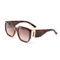 Sunglasses large mask in brown color with gold details -