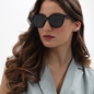 Sunglasses medium squared round mask black color-
