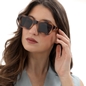 Sunglasses medium rectangular mask light brown color-