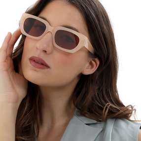 Sunglasses small rectangular mask pink color-