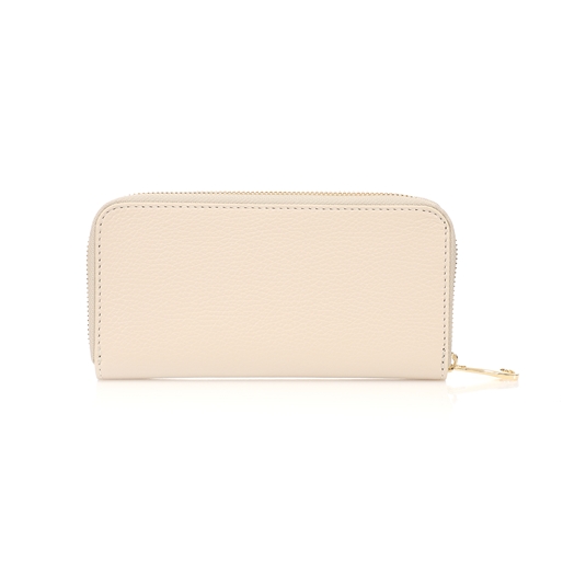 Mini Discoveries large beige leather wallet with zipper-