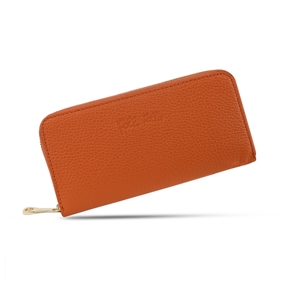 Mini Discoveries large orange leather wallet with zipper-