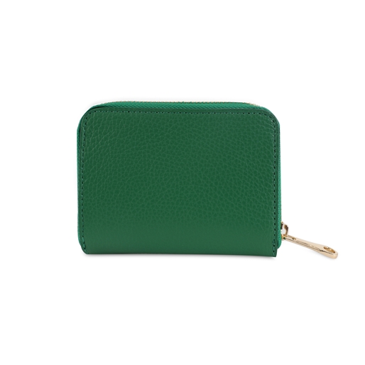 Mini Discoveries small green leather wallet with zipper-