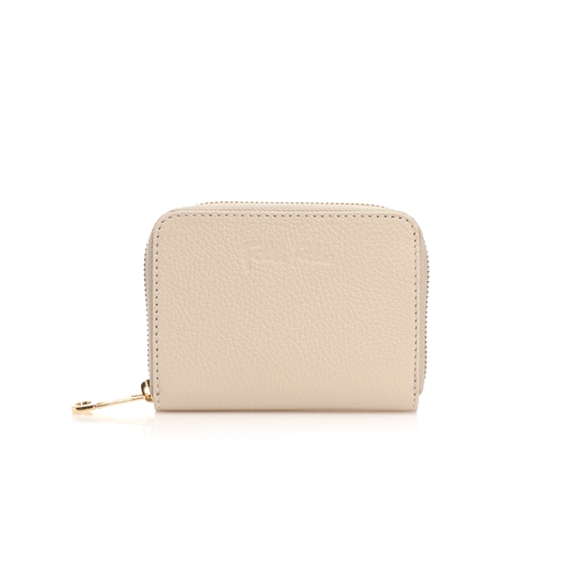 Mini Discoveries small beige leather wallet with zipper-
