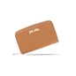 Mini Discoveries brown leather wallet with zipper and snap closure-