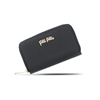 Mini Discoveries black leather wallet with zipper and snap closure