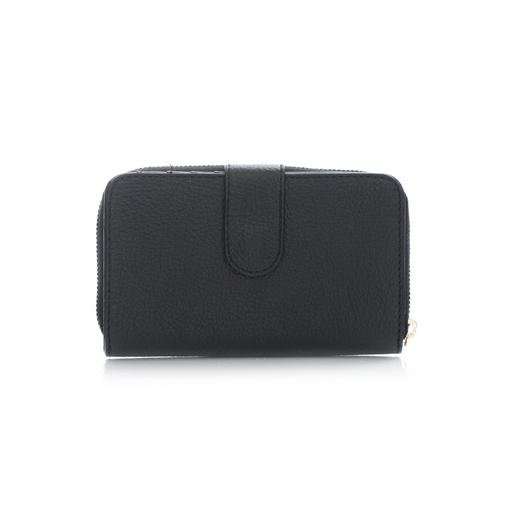 Mini Discoveries μαύρο δερμάτινο πορτοφόλι με φερμουάρ και κλιπ-