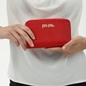 Mini Discoveries red leather wallet with zipper and snap closure-
