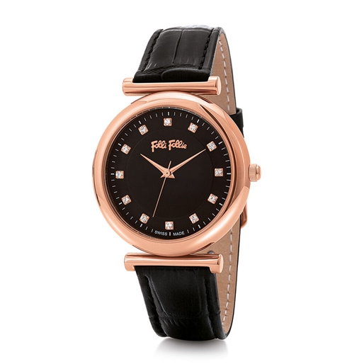 Sparkle Chic Big Case Leather Watch-