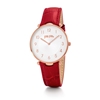 Lady Club large case red leather strap watch