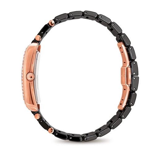 Style Swing Oblong Case With Stones Ceramic Bracelet Watch -