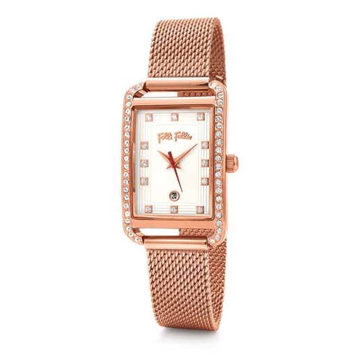 Style Swing Oblong Case With Stones Bracelet Watch -