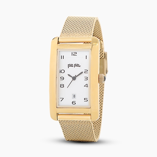 Think Tank gold plated watch with mesh bracelet-