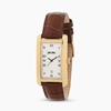 Think Tank gold plated watch with brown leather strap