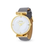 Vintage Dynasty gold plated watch with gray leather strap