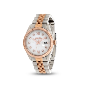 Eternally Mine bi-color bracelet watch with white dial-