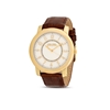 Vibrant Memories brown leather strap gold plated watch