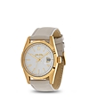 All time gold plated ladies watch gray leather strap