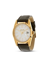 All time gold plated ladies watch green leather strap