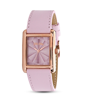 Hidden Nymphs stainless steel ladies watch pink leather strap-