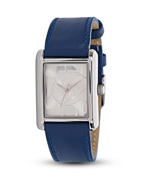 Hidden Nymphs stainless steel ladies watch blue leather strap-