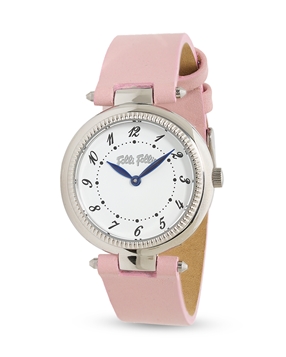 Once upon a time stainless steel ladies watch pink leather strap-